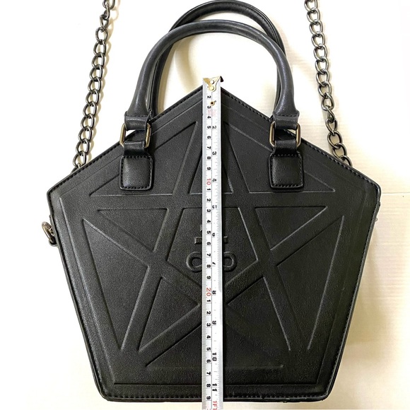 Killstar Kylie Kills Gothic Pentagram Lucifer Witch Black Faux Leather Bag Purse - Picture 3 of 11
